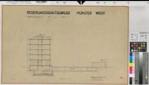 Münster (Münster) Erweiterungsbau des Regierungsdienstgebäudes Domplatz 1 Bl. 9 Schnitt 1953 1 : 100 49 x 79 Zeichnung Hochbauamt Münster