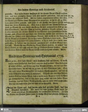 Am dritten Sonntage nach Epiphanias 1778
