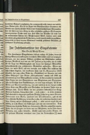 Zur Jahrhundertfeier der Singakademie