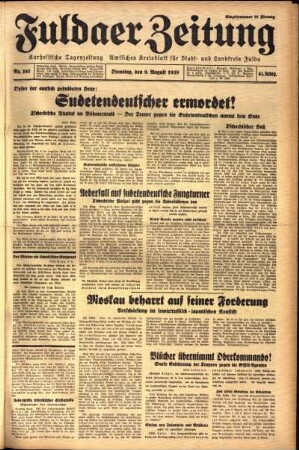 Ausgabe vom Dienstag, den 09. August 1938.