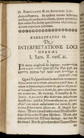 Exercitatio II. De Interpretatione Loci Hebræi.
