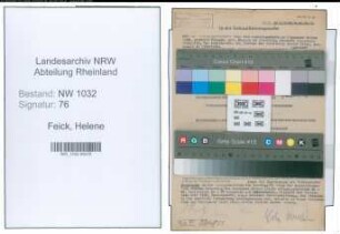 Entnazifizierung Helene Feick , geb. 28.01.1901 (Witwe)