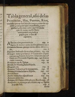 Tabla general, afsi delas Prouincias, Islas, Puertos, Rios