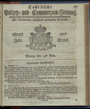 20tes Stueck, Montag den 14ten May 1804