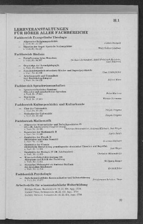 II. Lehrveranstaltungen und wissenschaftliche Einrichtungen - Lehrkörper und Veranstaltungen
