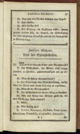 Zwölfter Abschnitt. Von der Sprach-Lehre.
