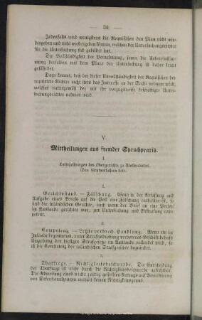 V. Mittheilungen aus fremder Spruchpraxis