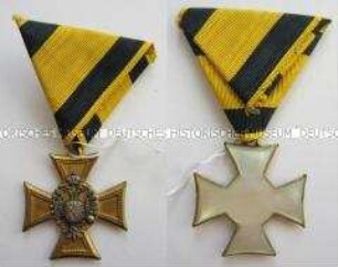 Militärdienstzeichen 1. Klasse der Offiziere für 25 Jahre Dienst, 1. Form mit Perlmuttkreuz, Doppelmonarchie Österreich-Ungarn