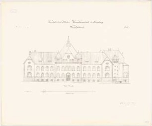 Landwirtschaftliche Versuchsanstalt, Bromberg Hauptgebäude: Westansicht 1:100