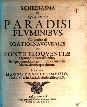 Schediasma de quatuor paradisi fluminibus