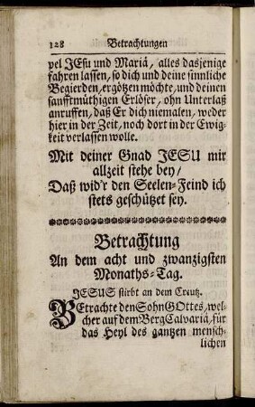 Betrachtung An dem acht und zwanzigsten Monaths-Tag. Jesus stirbt an dem Creutz