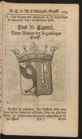 Das III. Capitel. Vom Wapen der Republique Genff