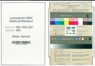 Entnazifizierung Heinrich Weise , geb. 17.10.1897 (Postbetr.Assistent)