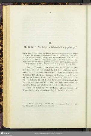 II. Seminare (den höheren Lehranstalten zugehörig)