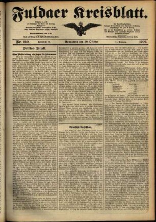 Dritte Ausgabe vom Samstag, den 30. Oktober 1909.