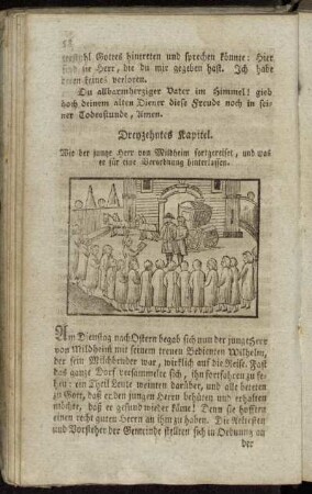 Dreyzehntes Kapitel. Wie der junge Herr von Mildheim fortgereiset, und was er für eine Verordnung hinterlassen.