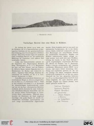 18.1915: Vorläufiger Bericht über eine Reise in Kilikien
