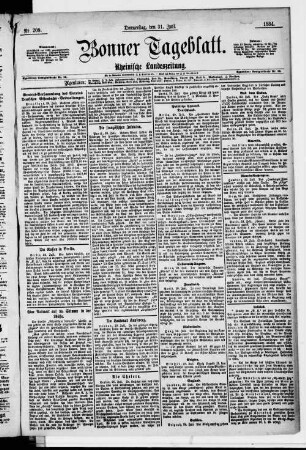 Bonner Tageblatt. 1883-1890