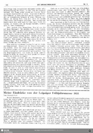 Meine Eindrücke von der Leipziger Frühjahrsmesse 1931