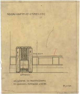 Billing, Hermann; Karlsruhe, Moltkestr. 33 / Weberstr.; Villa Hauptmann Bahls (Villa Billing) - Herrenzimmer, Heizkörper (Ansicht)