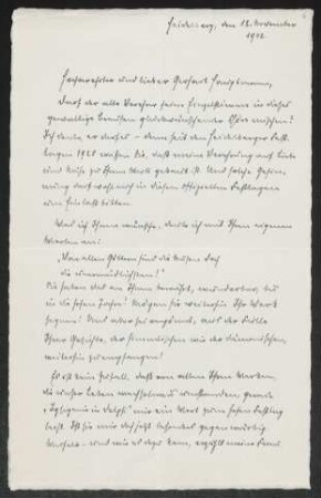 Brief von Martin Dibelius und Dorothea Dibelius an Gerhart Hauptmann