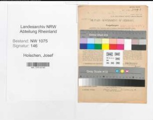 Entnazifizierung Josef Hoischen , geb. 20.09.1903 (Schlosser)