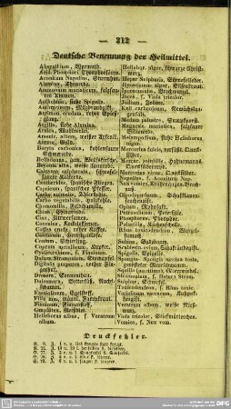 Deutsche Benennung der Heilmittel