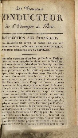 Le nouveau conducteur de l'etranger à Paris en 1824