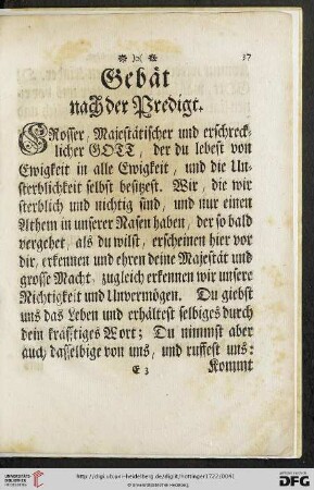 Gebät nach der Predigt