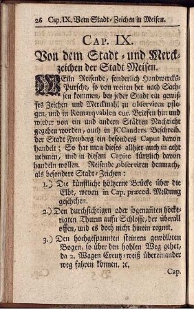 CAP. IX. Von dem Stadt- und Merckzeichen der Stadt Meisen