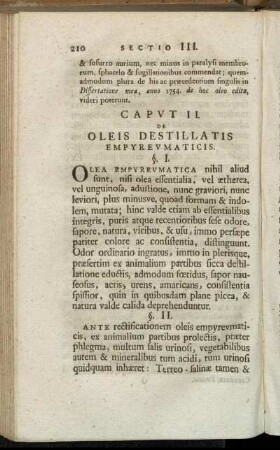 Caput II. De Oleis Destillatis Empyreumaticis.