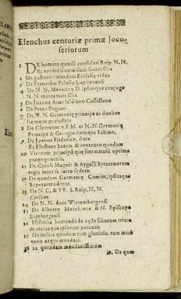 Elenchus centuriæ primæ Jocoseriorum.