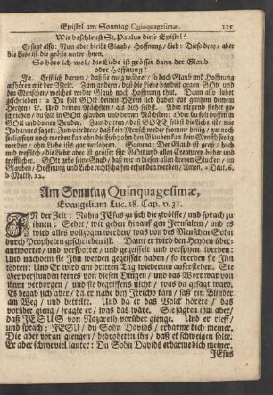Am Sonntag Quinquagesimae, Evangelium Luc. 18. Cap. v. 31.