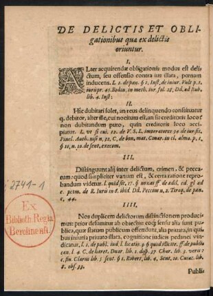 De Delictis Et Obligationibus quae ex delictis oriuntur.