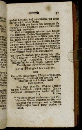 An Ihro Kaiserliche und Königliche Majestät:[...]