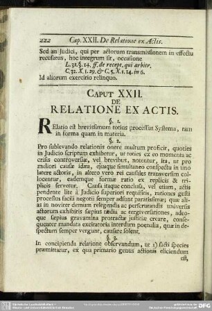 Caput XXII. De Relatione Ex Actis