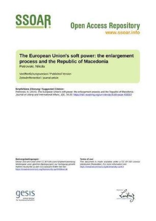 The European Union's soft power: the enlargement process and the Republic of Macedonia