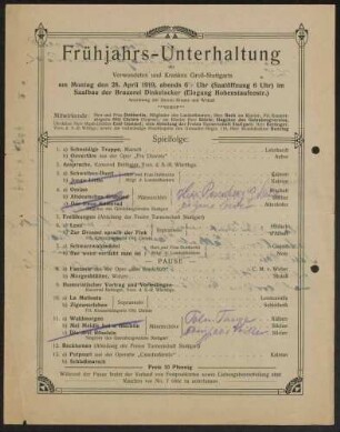 Unterhaltungsveranstaltungen für Kriegsinvaliden und Hinterbliebene