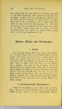 Fasten-, Mehl- und Eierspeisen