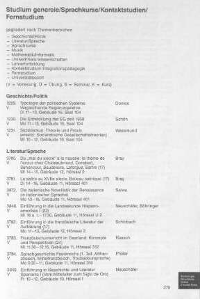 Studium generale/Sprachkurse/Fernstudium