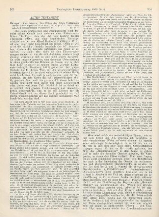 203-205 [Rezension] Hempel, Johannes, Das Ethos des Alten Testaments