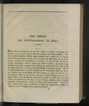 Erster Abschnitt. Von Schiffbarmachung der Flüße