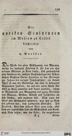 1: Die antiken Sculpturen im Museum zu Cassel
