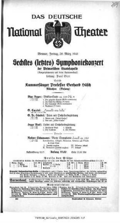 Sechstes [...] Symphoniekonzert