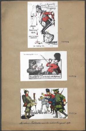 Münchner Postkarten aus der ersten Kriegszeit 1914: Era, da Englenda ! So oan daschiaß i mit'n Maßkruag ! (Der Weltkrieg 1914, No 27), unsign., farbig