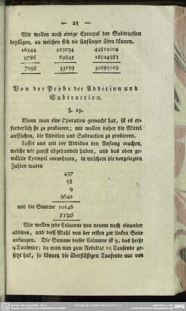 Von der Probe der Addition und Subtraction
