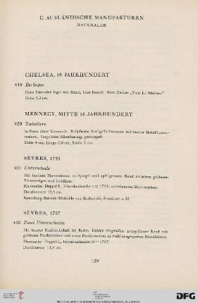C Ausländische Manufakturen (Nr. 419-437)