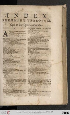 Index Rerum, et Verborum, quæ in hoc Opere continentur
