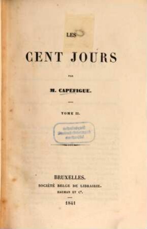 Les cent jours, 2