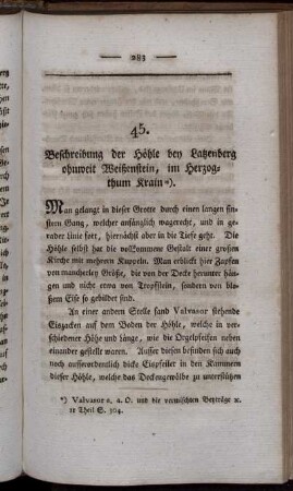 45. Beschreibung der Höhle bey Latzenberg ohnweit Weißenstein, im Herzogthum Krain
